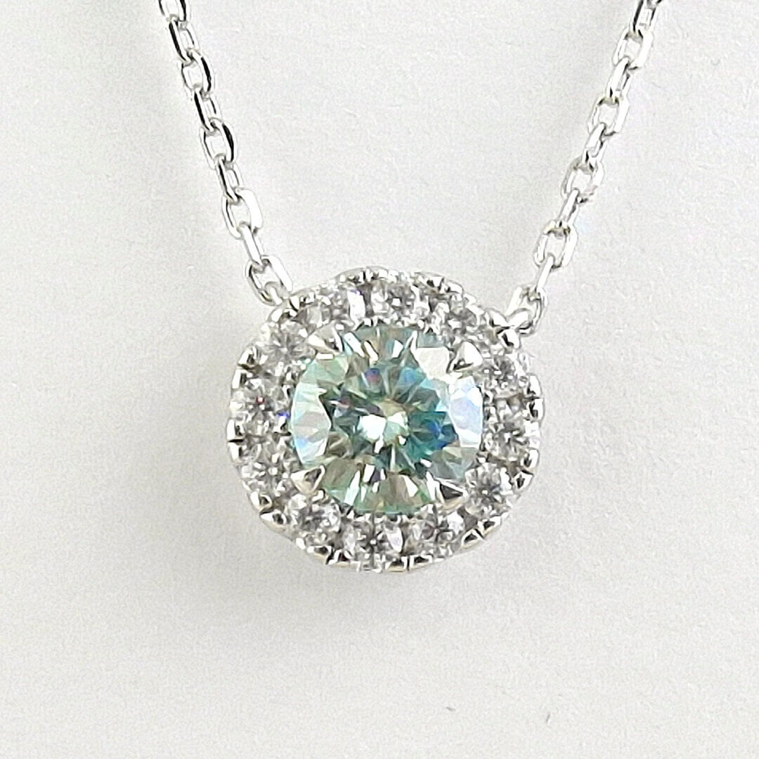 1ct Blue & White Moissanites Necklace Sterling Silver - SOPHYGEMS