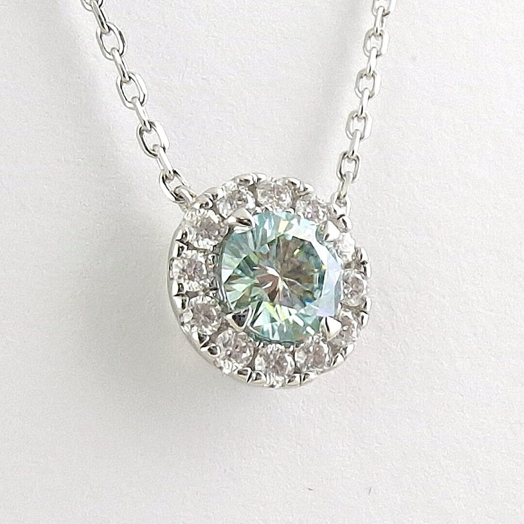 1ct Blue & White Moissanites Necklace Sterling Silver - SOPHYGEMS