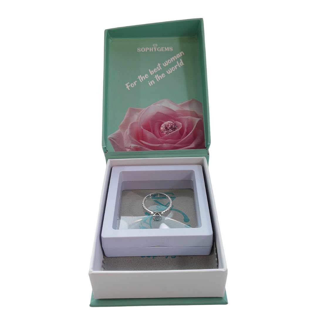 1ct Moissanite Engagament Ring Platimun plated 925 Silver - SOPHYGEMS