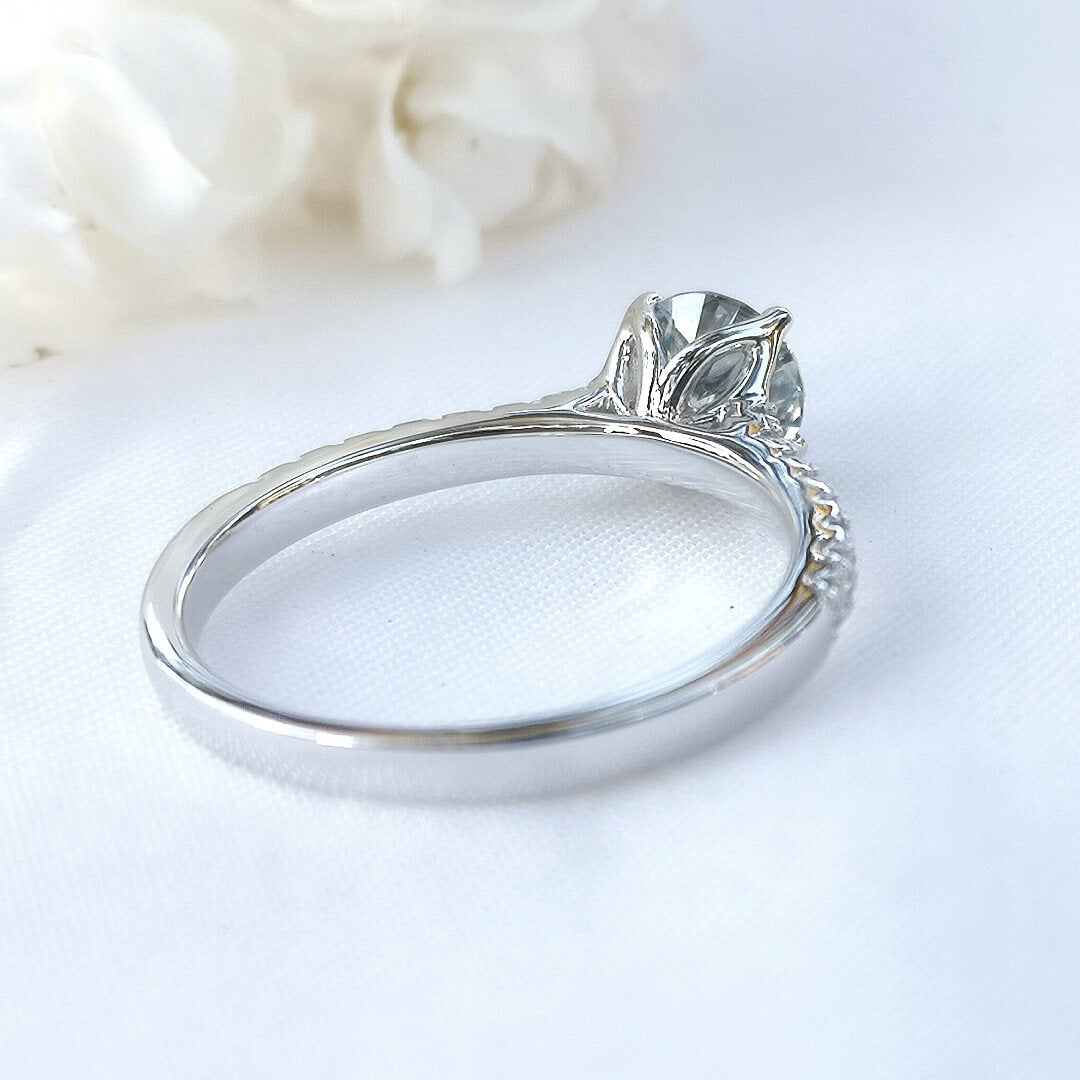 1ct Moissanite Engagament Ring Platimun plated 925 Silver - SOPHYGEMS