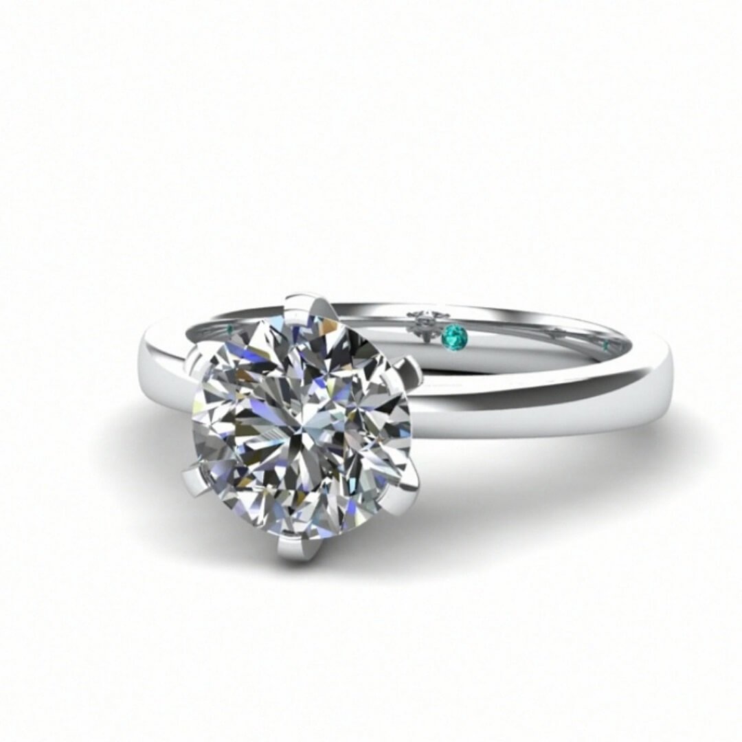 1ct Moissanite Engagement Ring Platinum Sterling Silver - SOPHYGEMS
