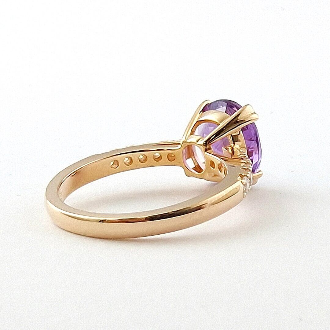 Amethyst and Moissanites Ring 14K Rose Gold Vermeil - SOPHYGEMS