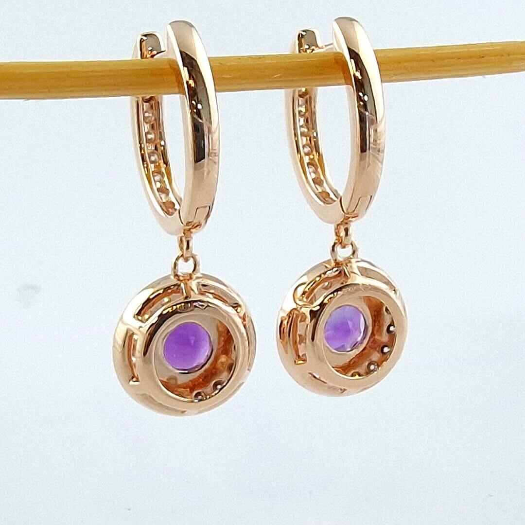 Amethyst & Moissanites 14K Gold-plated Silver Earrings - SOPHYGEMS