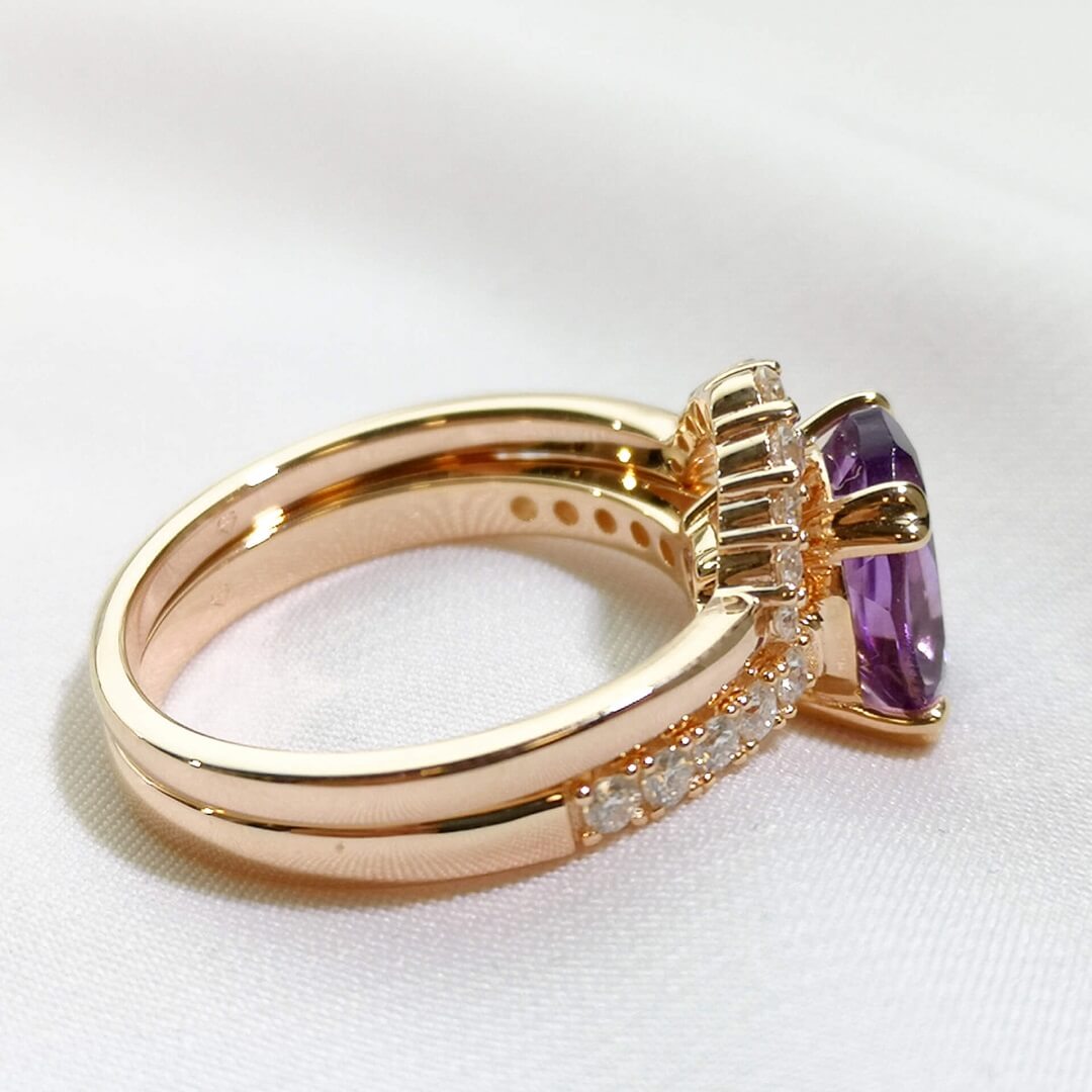 Amethyst & Moissanites 14K Rose Gold Vermeil Ring Bundle - SOPHYGEMS