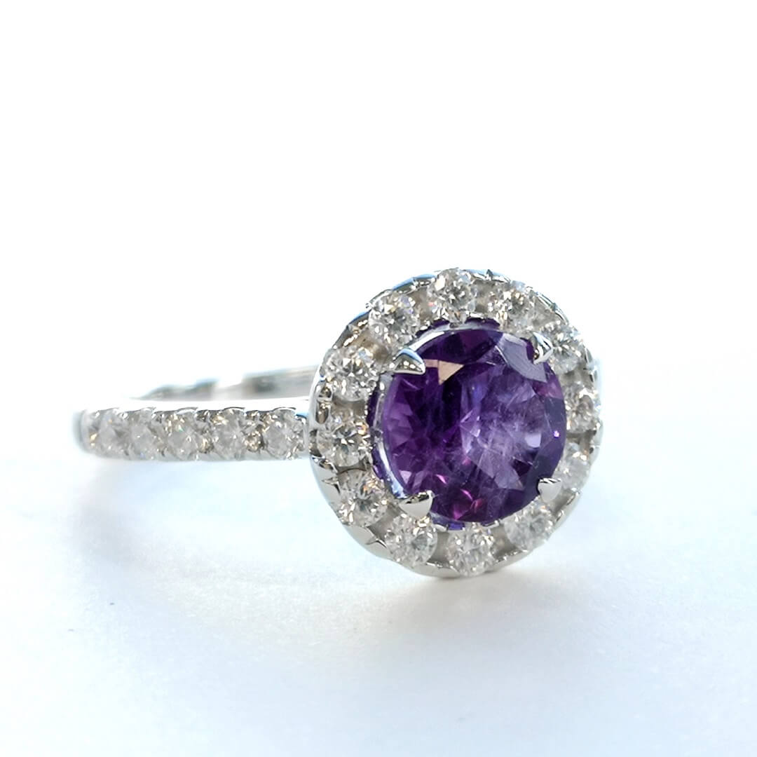 Amethyst & Moissanites Platinum-plated Silver Ring - SOPHYGEMS