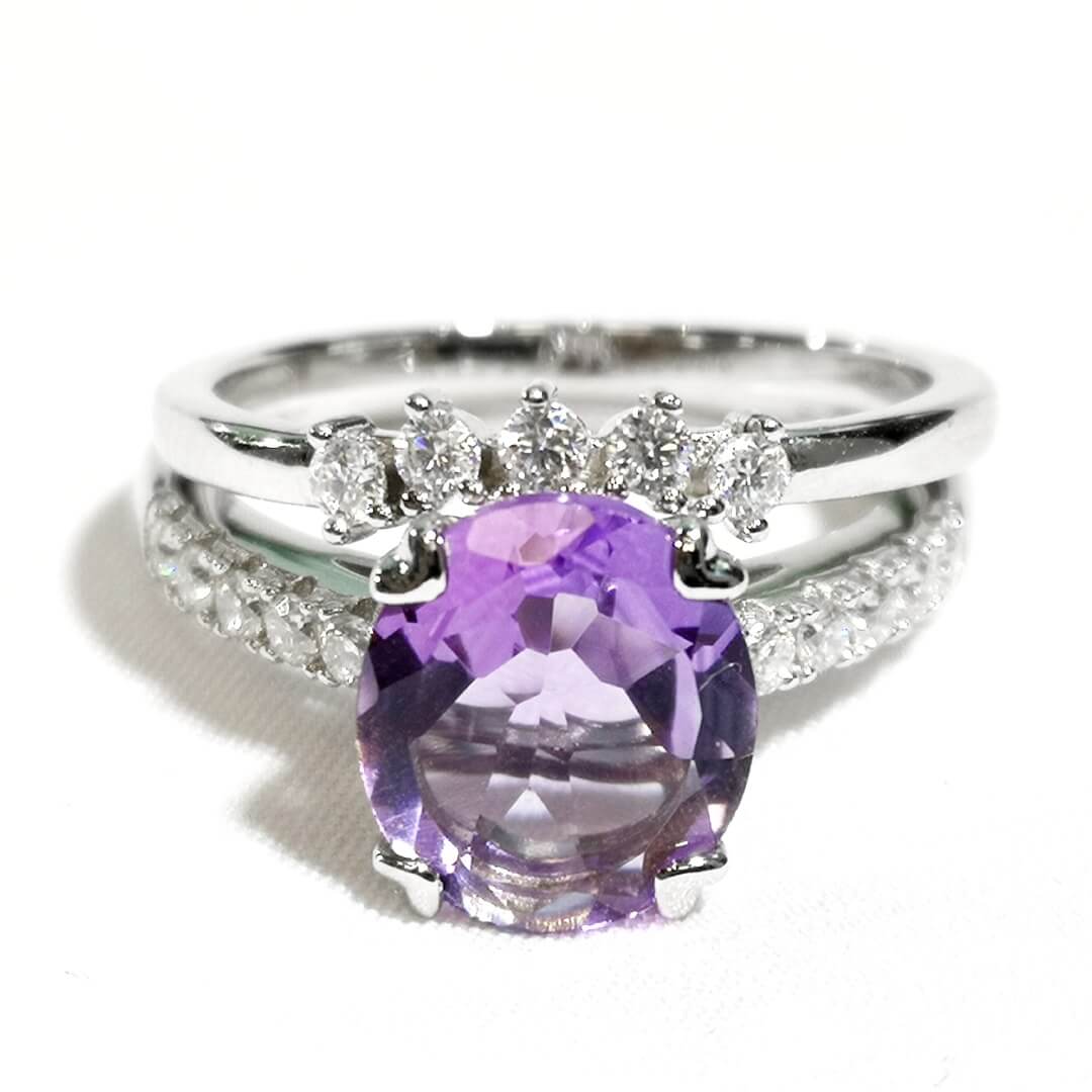 Amethyst & Moissanites Sterling Silver Ring Bundle - SOPHYGEMS