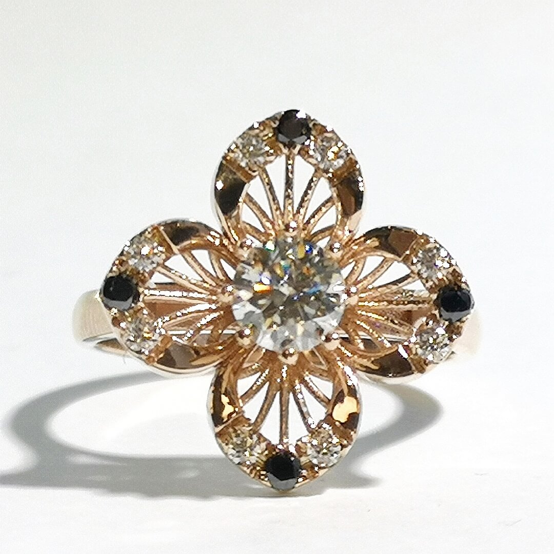 Black and White Moissanite Gold Ring - SOPHYGEMS