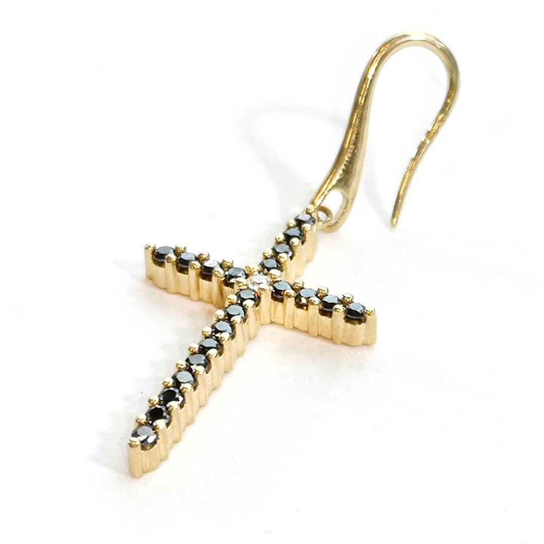 Black & White Moissanite 14K Gold Earrings - SOPHYGEMS