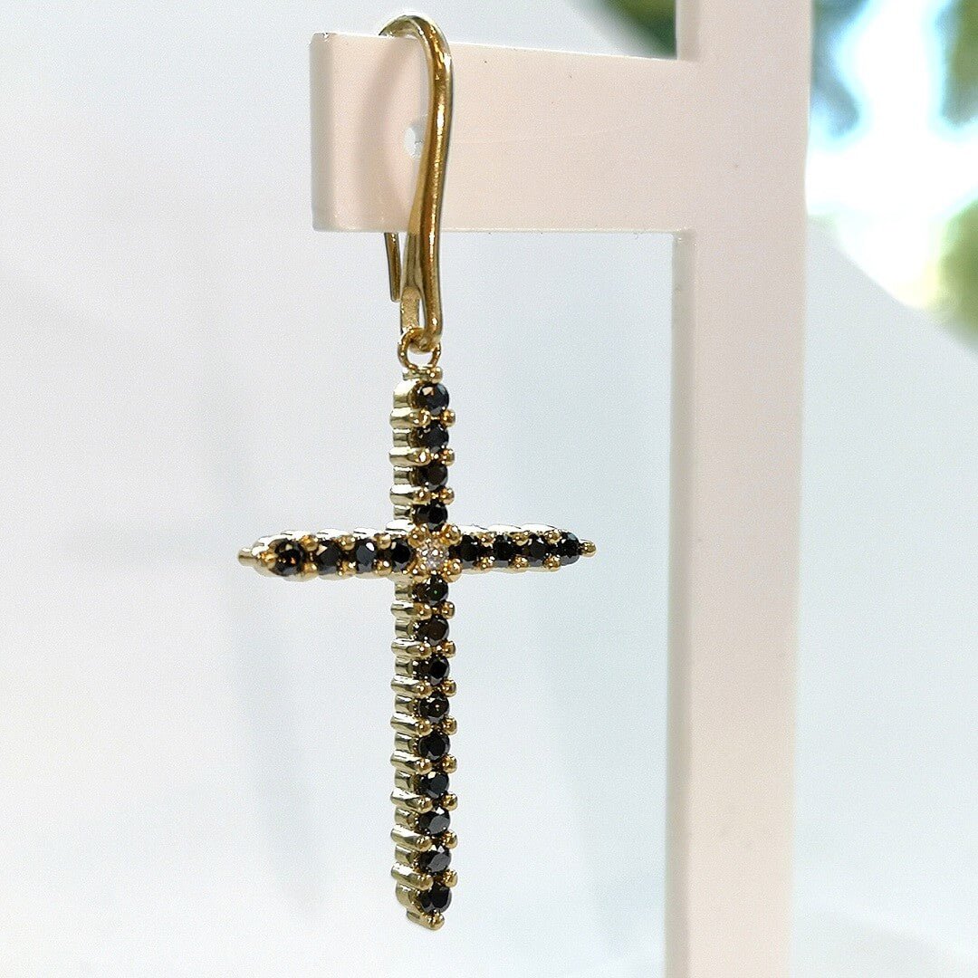 Black & White Moissanite 14K Gold Earrings - SOPHYGEMS
