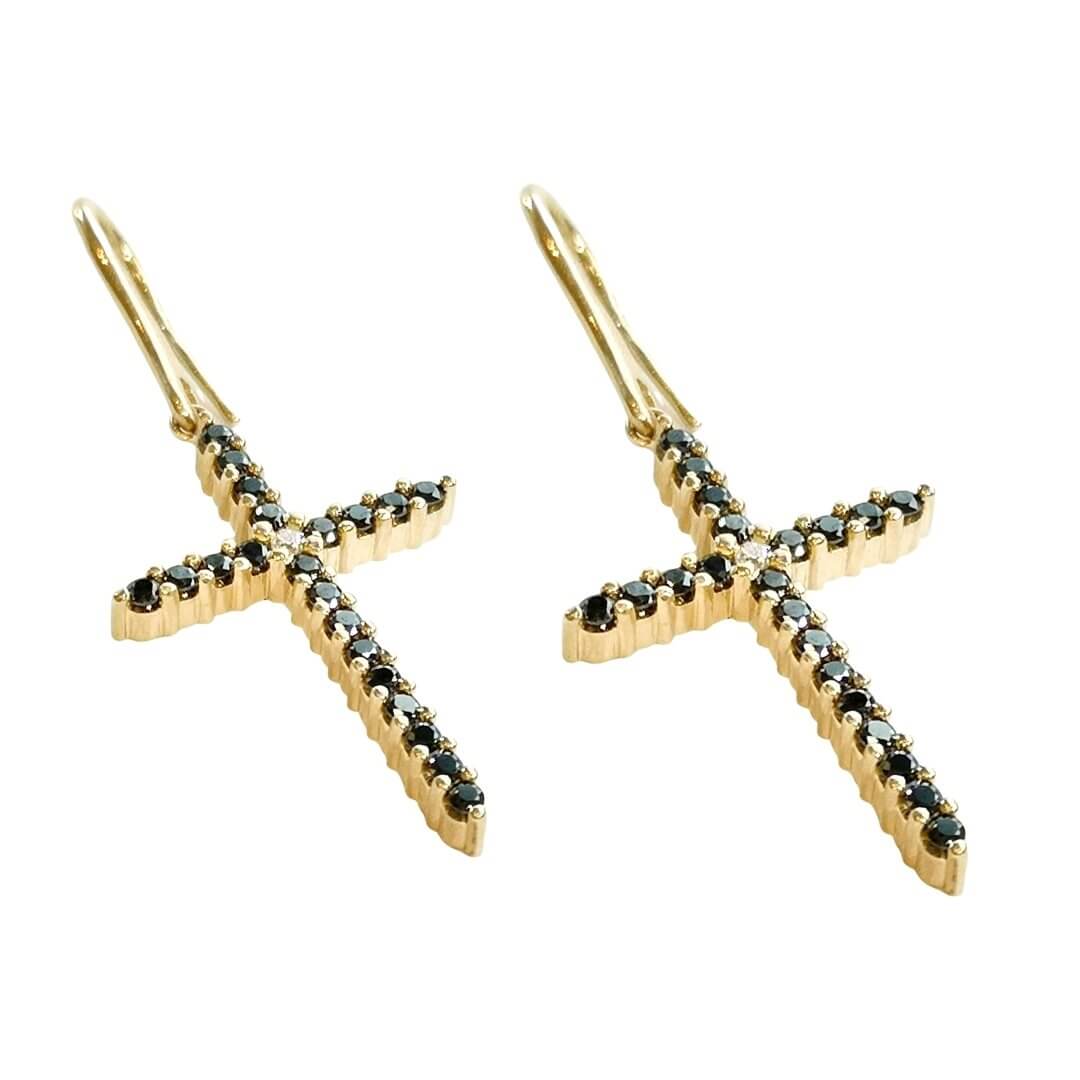 Black & White Moissanite 14K Gold Earrings - SOPHYGEMS
