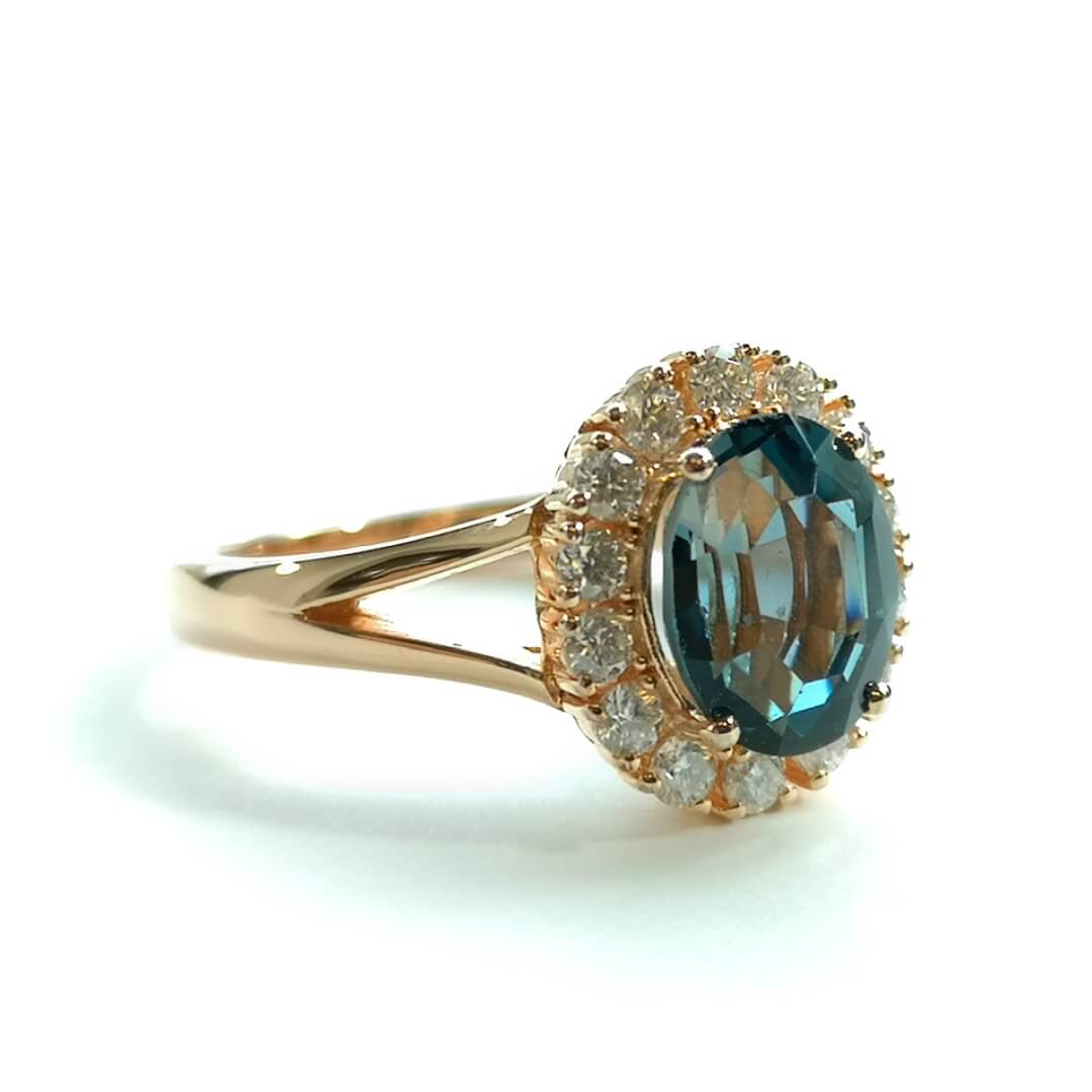Blue Topaz Moissanite 14K Gold Plated Ring - SOPHYGEMS