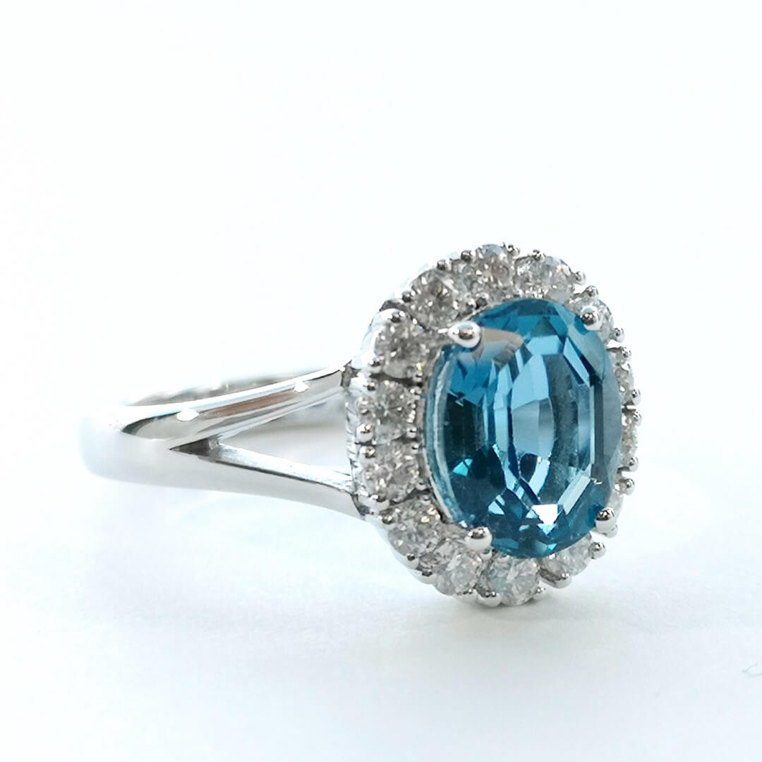 Blue Topaz Moissanite 925 Sterling Silver Ring - SOPHYGEMS
