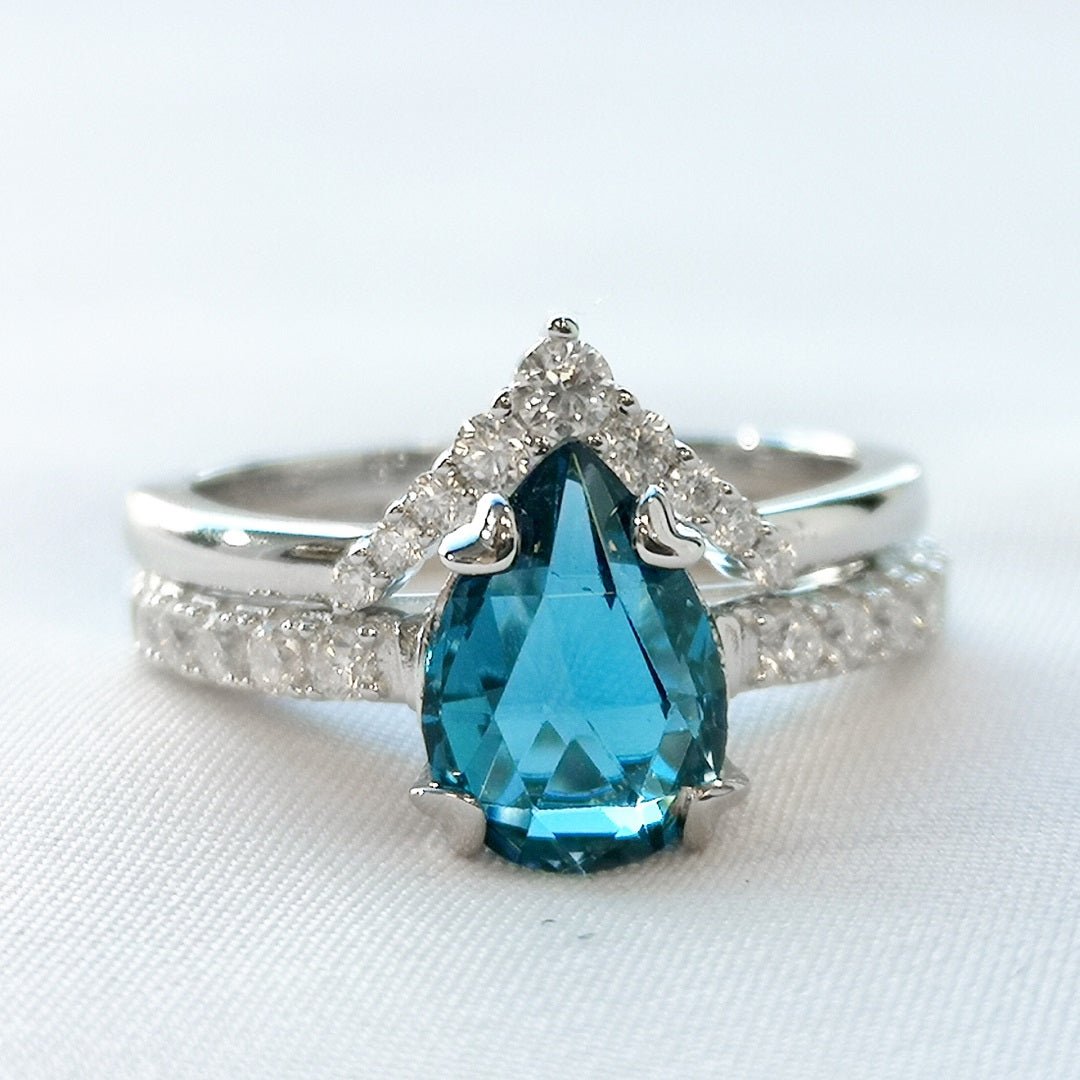 Blue Topaz & Moissanite Silver 925 Ring Bundle - SOPHYGEMS