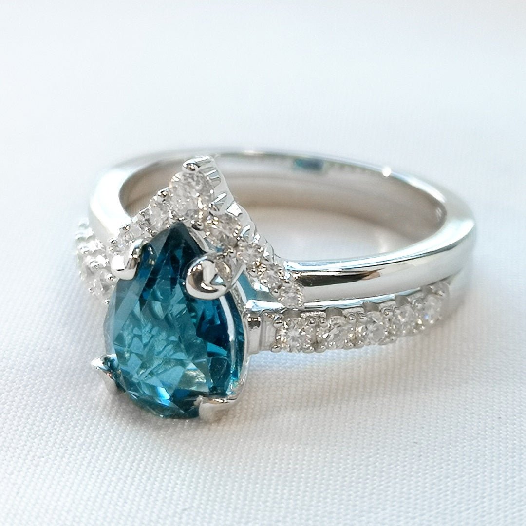 Blue Topaz & Moissanite Silver 925 Ring Bundle - SOPHYGEMS