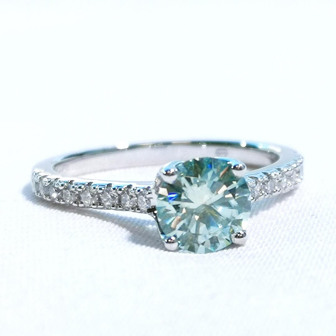 Blue & White Moissanites Engagement Ring 925 Silver - SOPHYGEMS