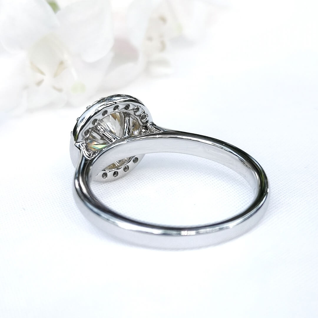 Champagne Moissanite Halo Ring Silver 925 Platinum Plated - SOPHYGEMS