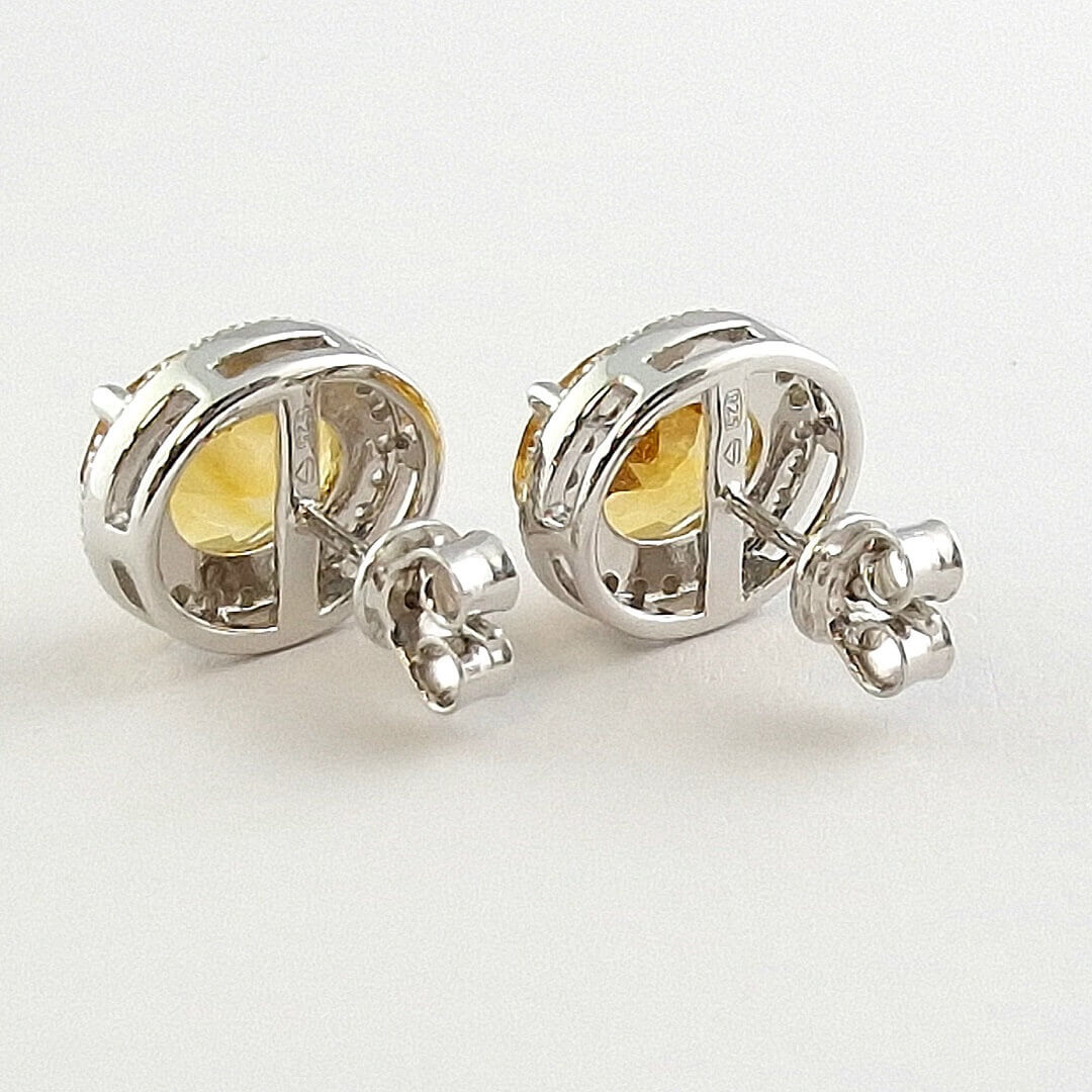 Citrine and Moissanites Halo Earrings 925 Sterling Silver - SOPHYGEMS