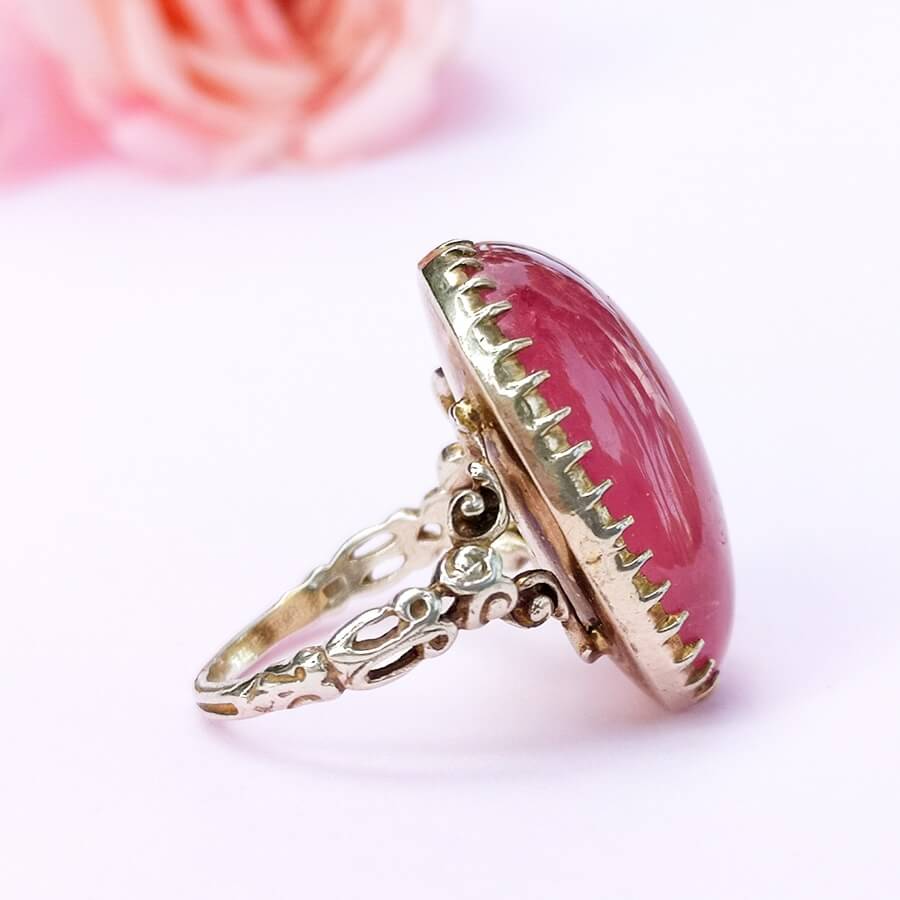 Crimson Ruby Sterling Silver Ring Art Deco - SOPHYGEMS