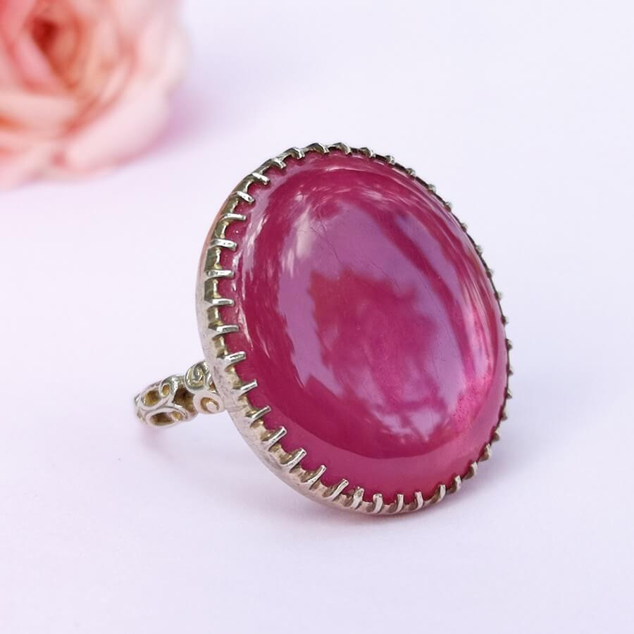 Crimson Ruby Sterling Silver Ring Art Deco - SOPHYGEMS