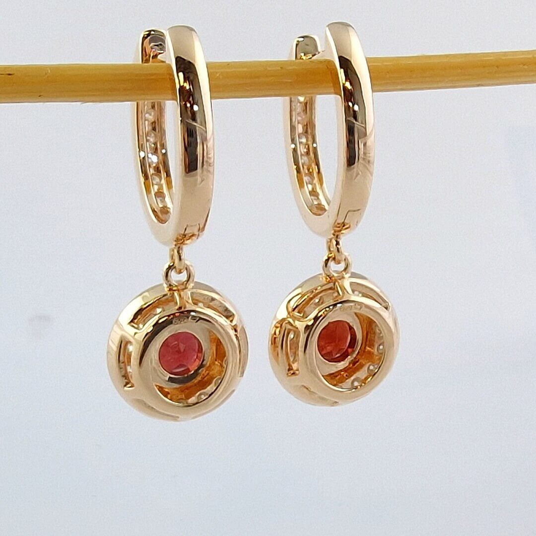 Garnet & Moissanite Earrings 14K Gold-plated Silver Earrings - SOPHYGEMS