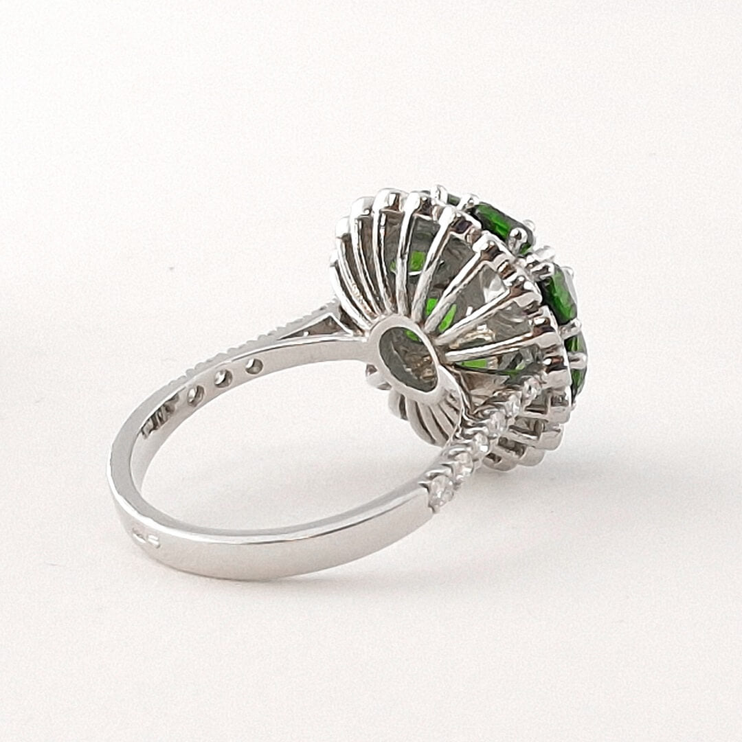 Moissanite Chromdiopside 14K White Gold Ring - SOPHYGEMS