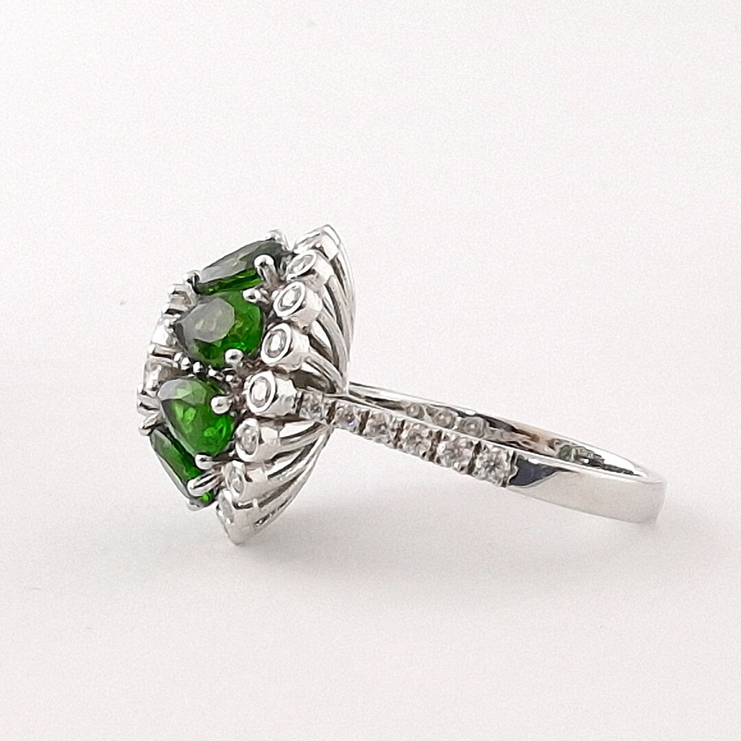 Moissanite Chromdiopside 14K White Gold Ring - SOPHYGEMS