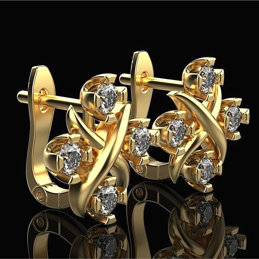 Moissanite Rose Gold Earrings Fashion Design - SOPHYGEMS