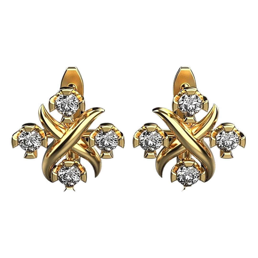 Moissanite Rose Gold Earrings Fashion Design - SOPHYGEMS