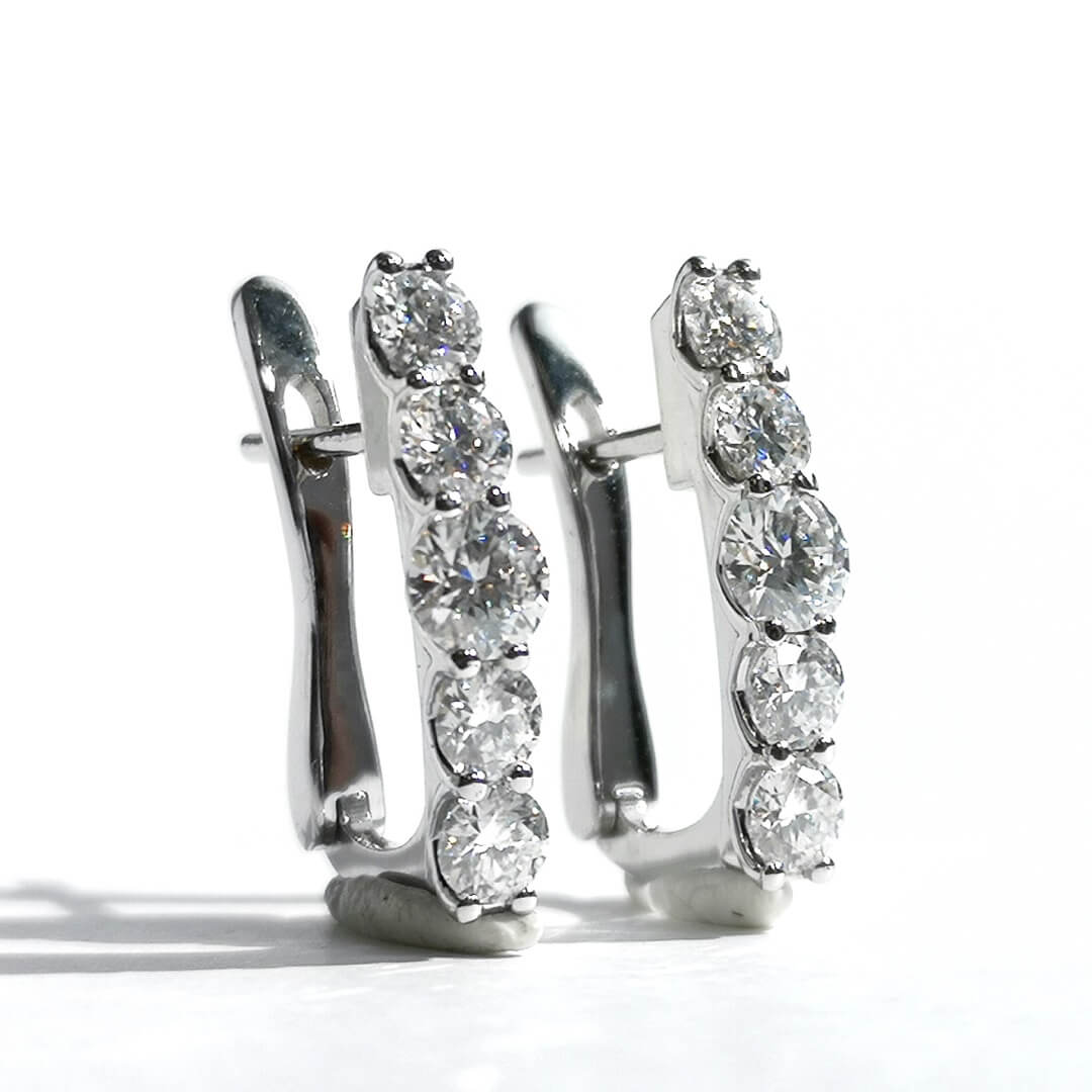 Moissanite White Gold Earrings Fashion Design - SOPHYGEMS