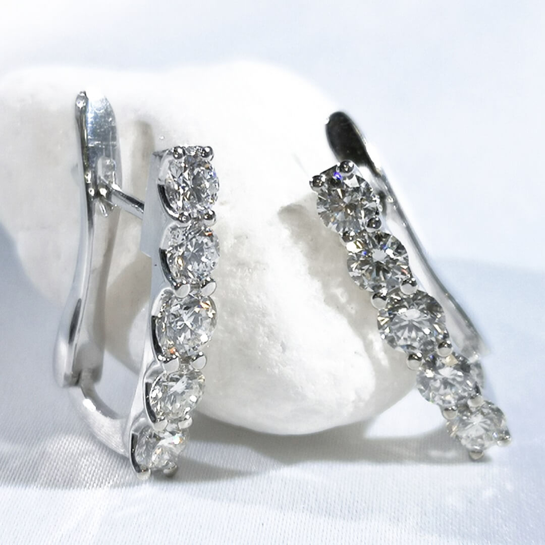 Moissanite White Gold Earrings Fashion Design - SOPHYGEMS