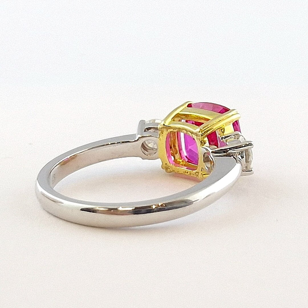 Pink Sapphire Moissanites Fashion Silver Ring - SOPHYGEMS