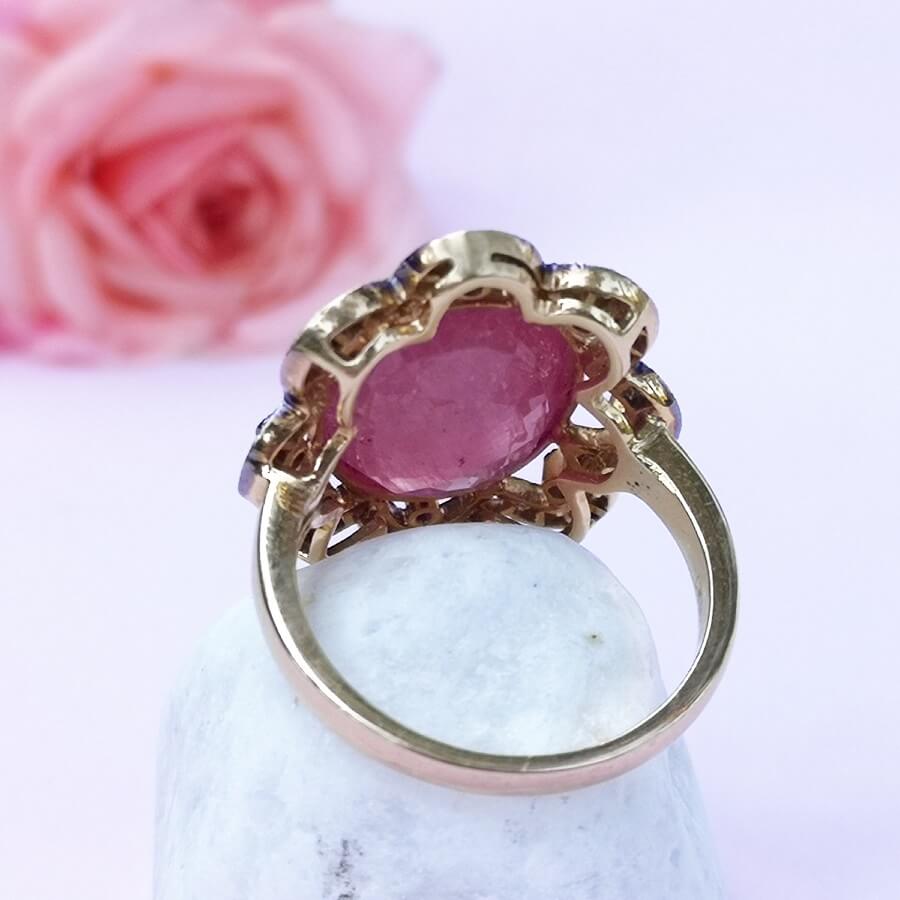 Ruby and Diamonds Gold Ring Vintage design - SOPHYGEMS