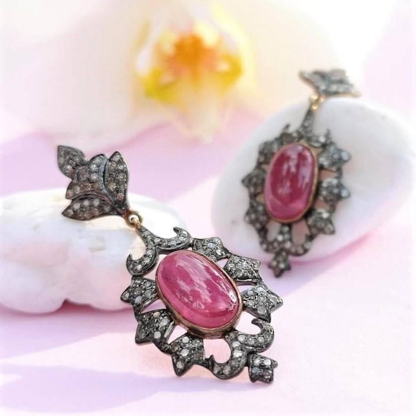Ruby and Diamonds Vintage Earrings - SOPHYGEMS