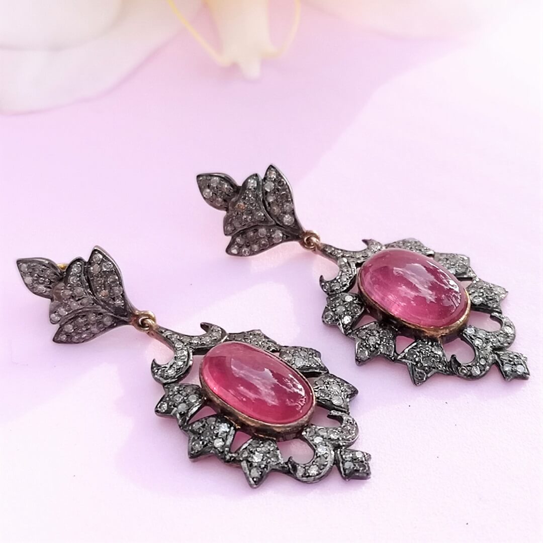 Ruby and Diamonds Vintage Earrings - SOPHYGEMS