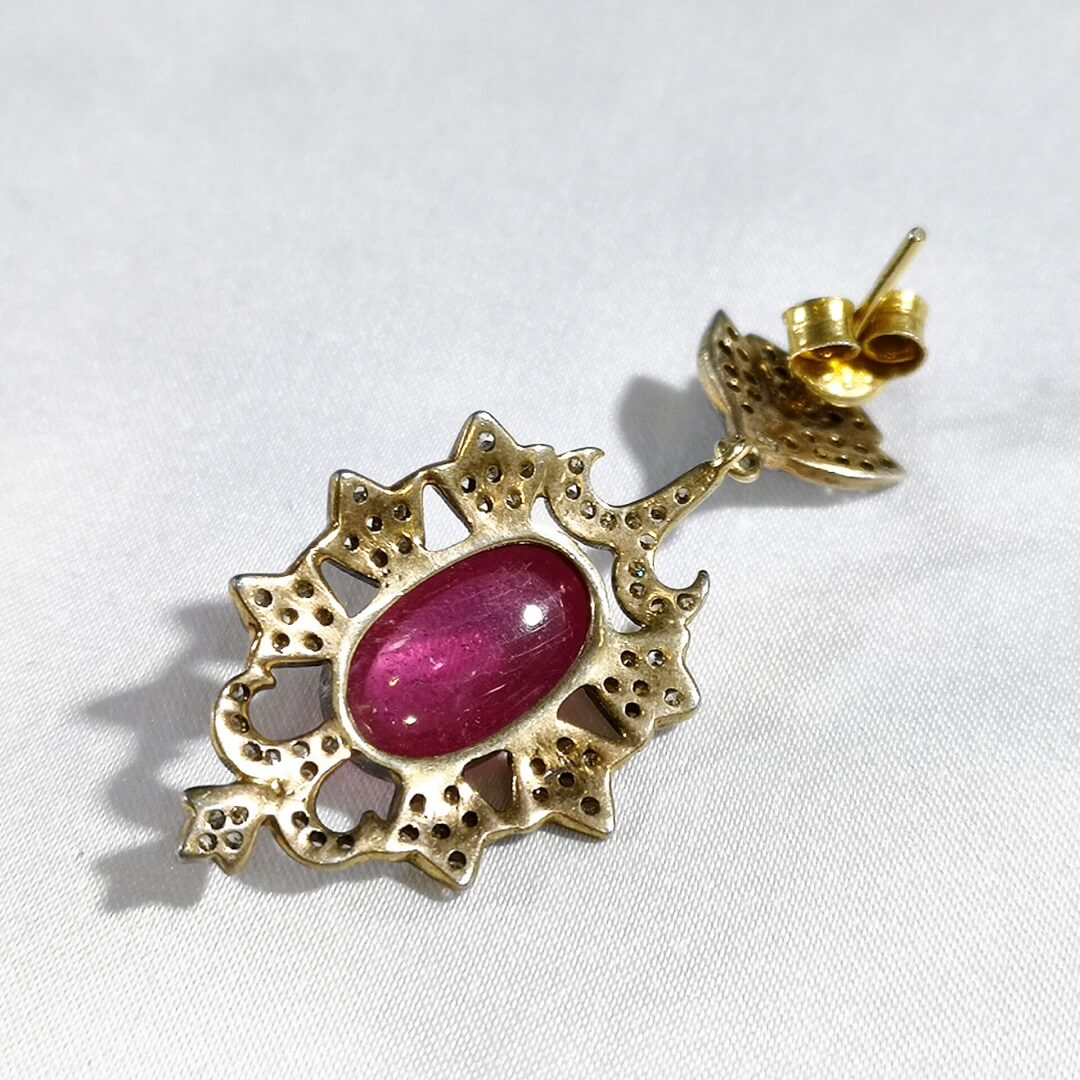 Ruby and Diamonds Vintage Earrings - SOPHYGEMS