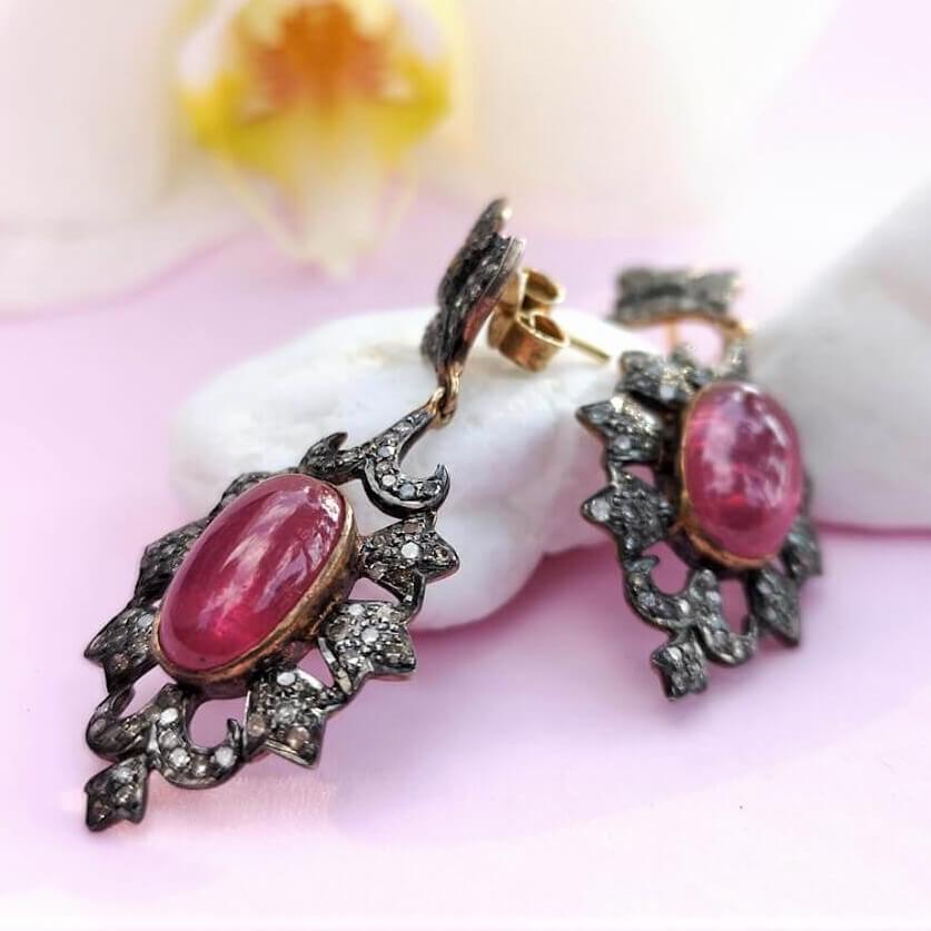 Ruby and Diamonds Vintage Earrings - SOPHYGEMS