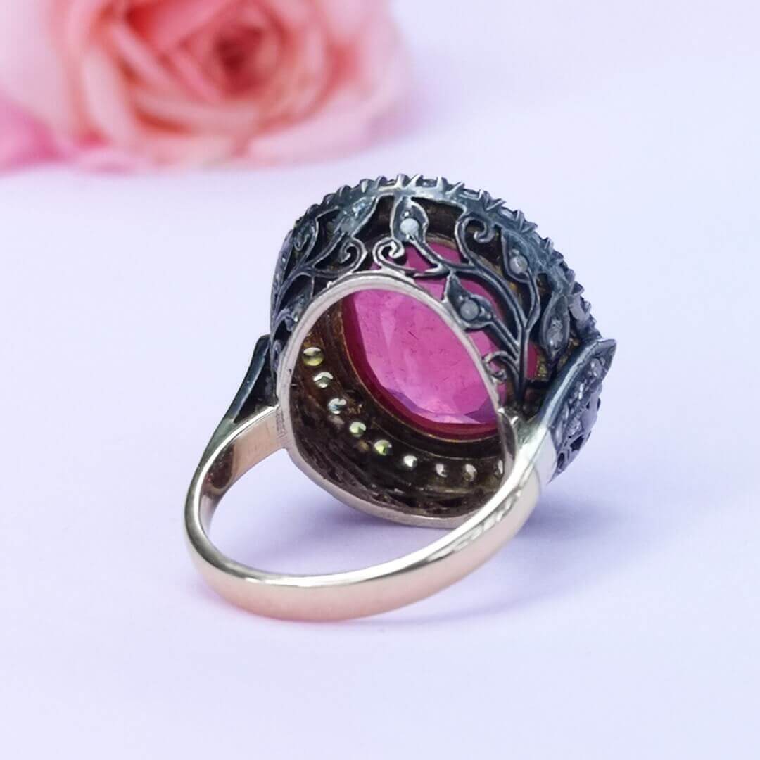 Ruby Diamonds Demantoids Vintage Gold Ring - SOPHYGEMS