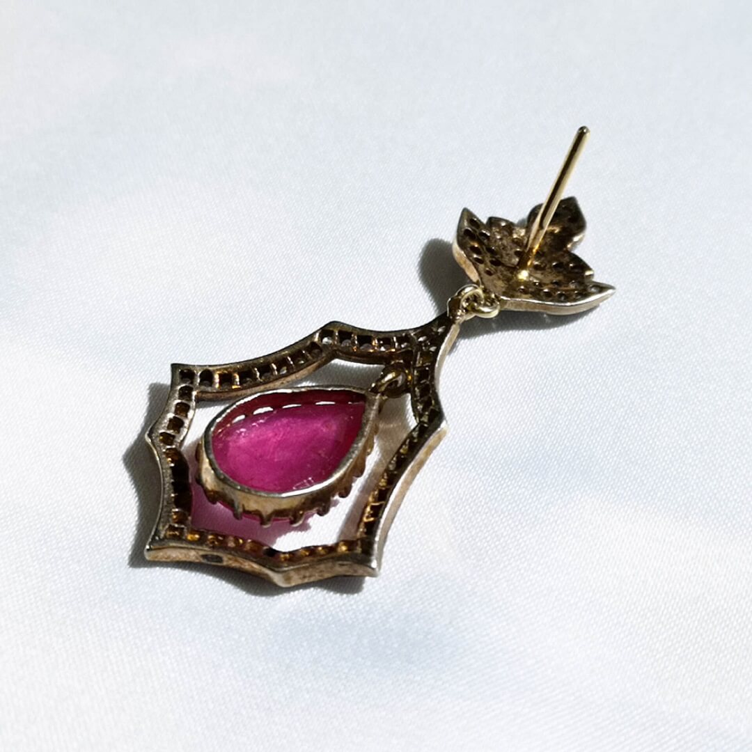 Ruby Diamonds Vintage Gold/Silver Earrings - SOPHYGEMS