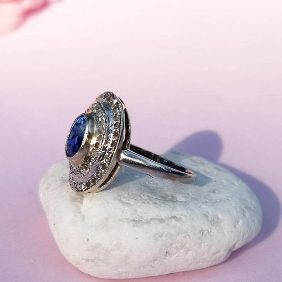 Sapphire and Diamond 14K White Gold Ring - SOPHYGEMS