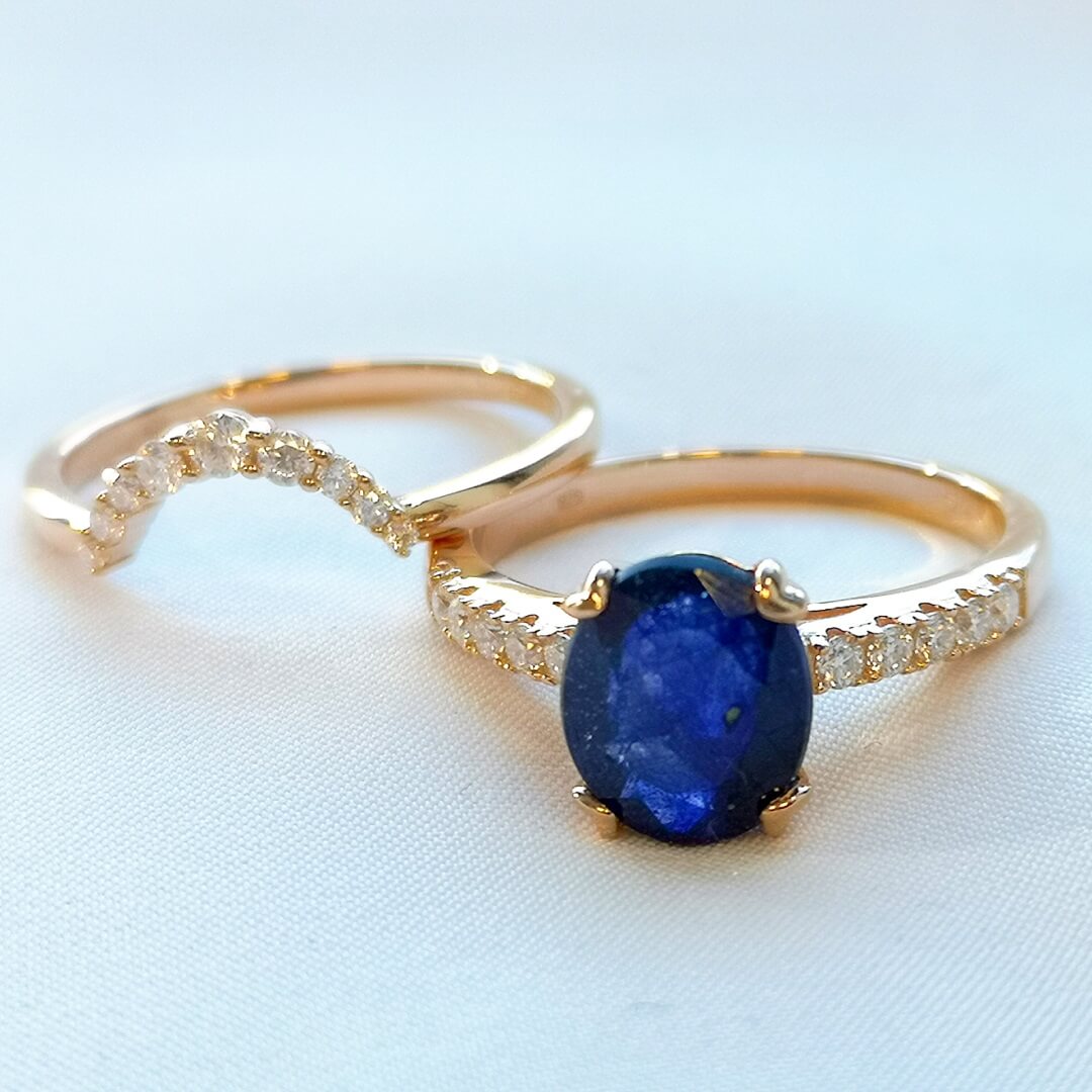 Sapphire & Moissanite 14K Gold Vermeil Ring Bundle - SOPHYGEMS