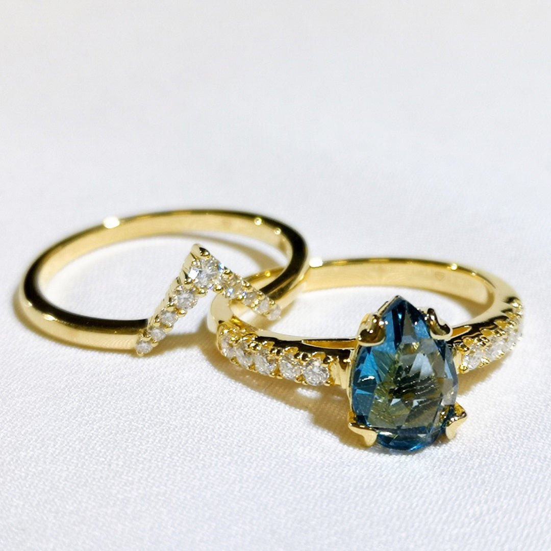 Topaz & Moissanite 14K Yellow Gold Vermeil Ring Bundle - SOPHYGEMS