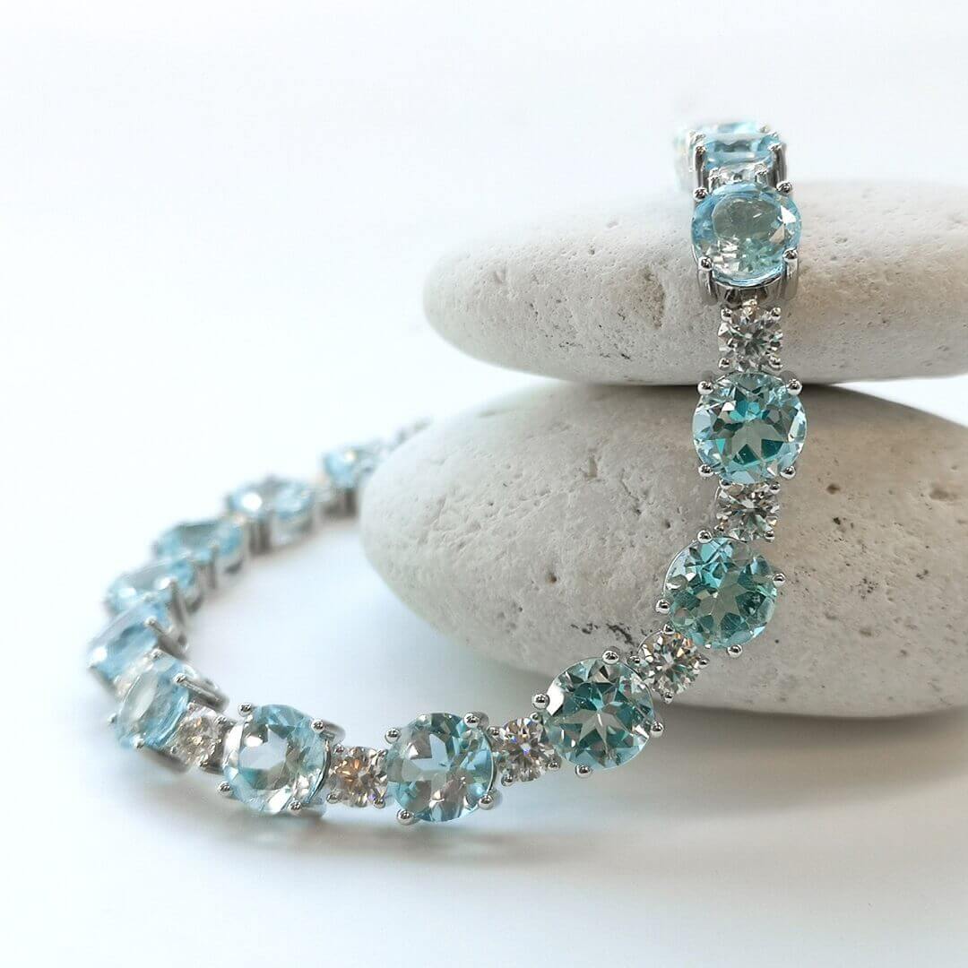 Topaz & Moissanite 925 Silver Tennis Bracelet - SOPHYGEMS