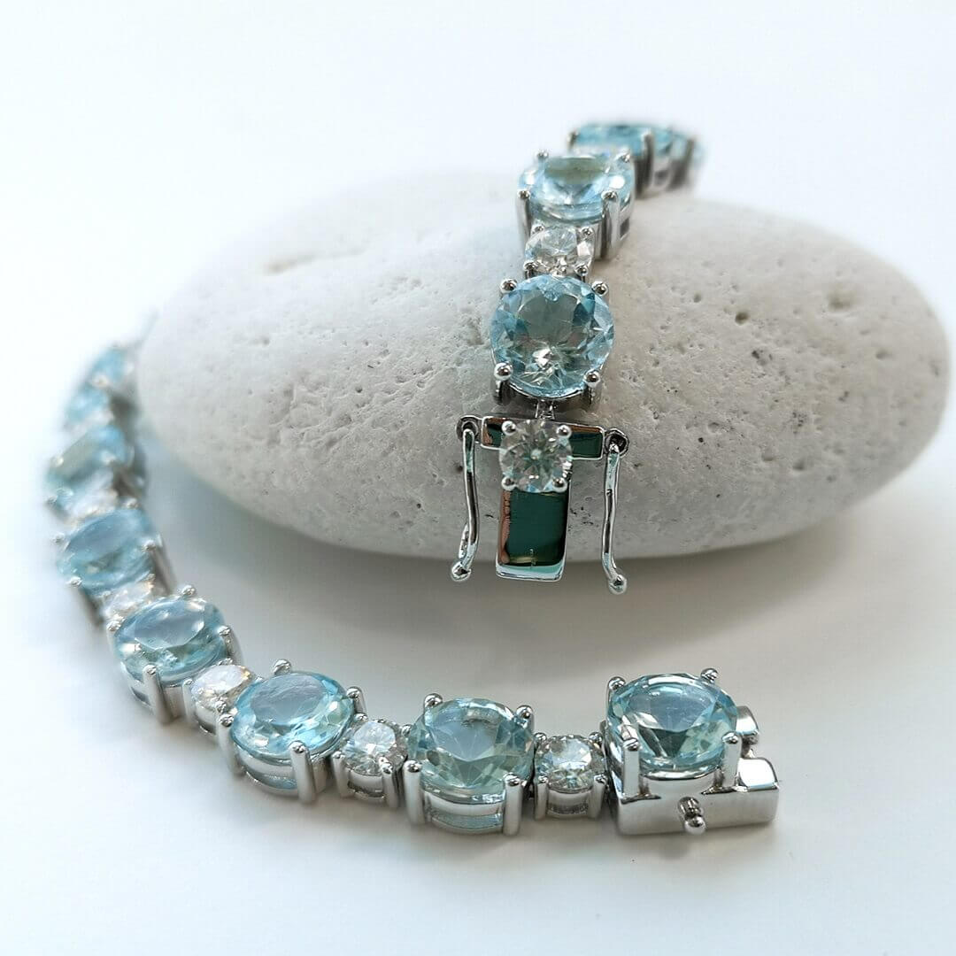 Topaz & Moissanite 925 Silver Tennis Bracelet - SOPHYGEMS