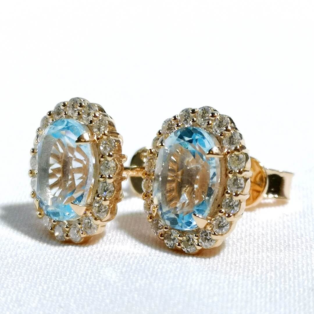 Topaz & Moissanite Earrings 14K Gold-plated Silver 925 - SOPHYGEMS