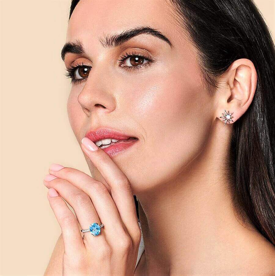 Topaz & Moissanite Ring Sterling Silver Ring - SOPHYGEMS