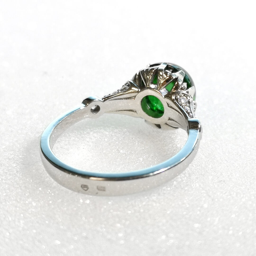Tsavorite and Diamonds 14K White Gold Ring - SOPHYGEMS