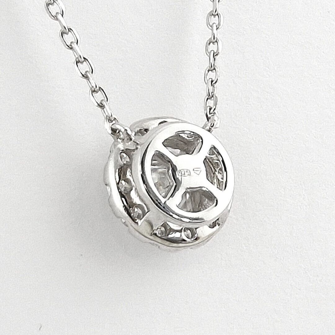 White Moissanite Halo Necklace Sterling Silver 925 - SOPHYGEMS