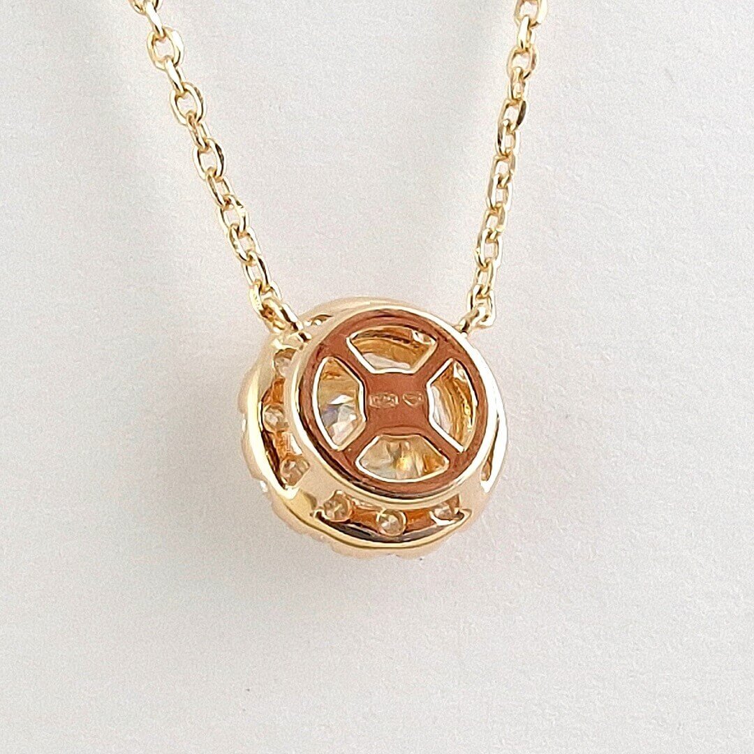 White Moissanites 14K Gold Vermeil Halo Pendant - SOPHYGEMS