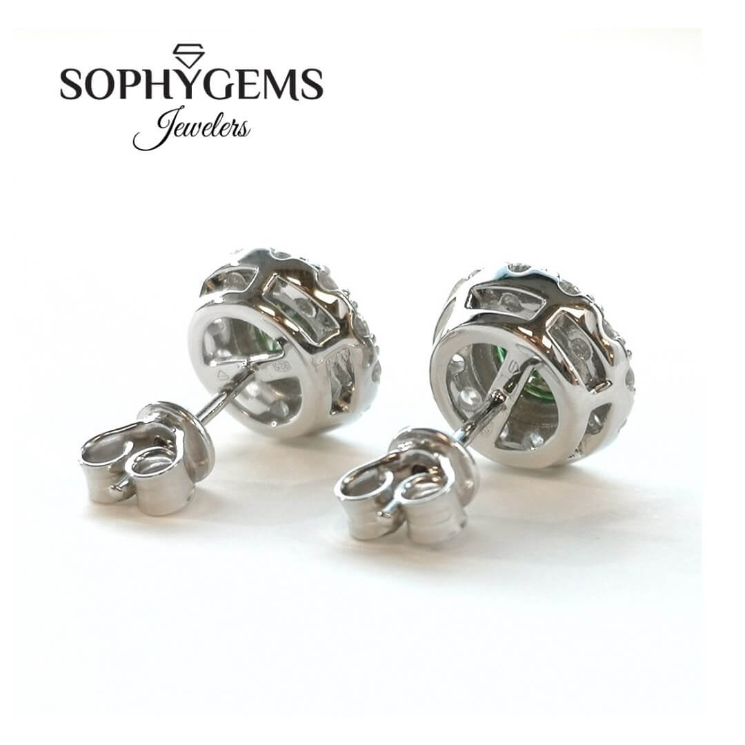 1 carat Green Moissanite Earrings Platinum Plated Silver 925 - SOPHYGEMS