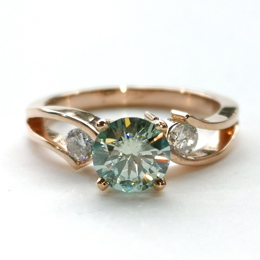 1carat Blue Moissanite Engagement Gold Ring - SOPHYGEMS